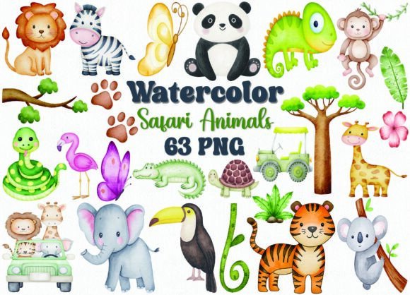 Download Watercolor Safari Animals Clipart Set - Premium Resources