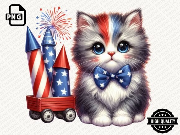 Download 4th of July Patriotic Cat PNG - Premium Bundle