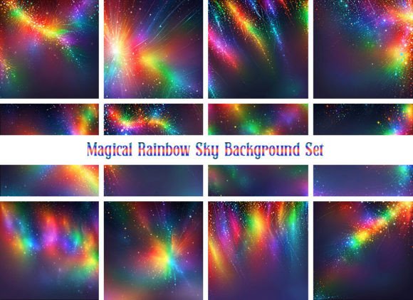 Download Magical Rainbow Sky Background Set - Premium Resources