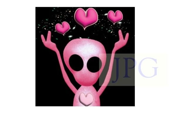 Download Pink Hearts Alien Girl Cute Printable - Cute printable Collection