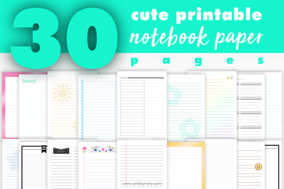Download 30 Cute Printable Notebook Paper Pages. - Cute printable Collection